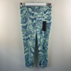 Bebe Sport Blue and Green Tie-Dye Gym Athletic Leggings Size Large New With Tag